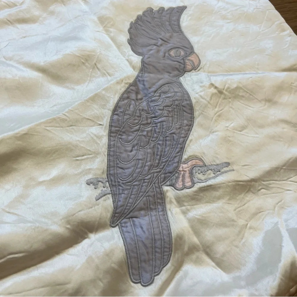 Cockatoo Silk Satin Throw Pillow Cover Cream Lavender Light Purple Decor 14x13